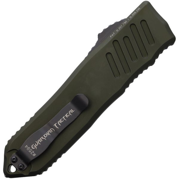 Guardian Tactical Automatic Recon 040 Knife OTF OD Green Aluminum Black Elmax Serrated Blade 118112 For Sale - Image 2