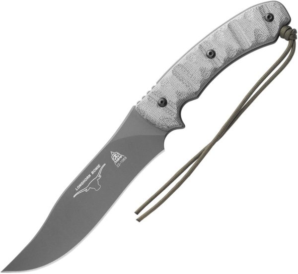 TOPS Longhorn Bowie Rocky Mountain Micarta 1095HC Sniper Gray Fixed Blade Knife LONGB06 Online now