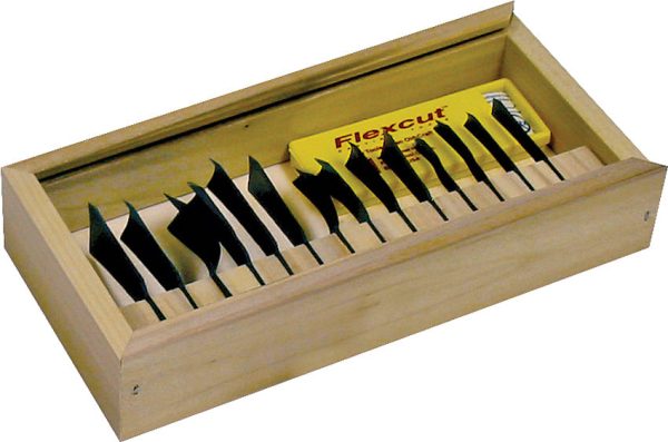 Flexcut Deluxe Power Gouge Black Carbon Steel 14pc Fixed Blade Set RG100 For Discount