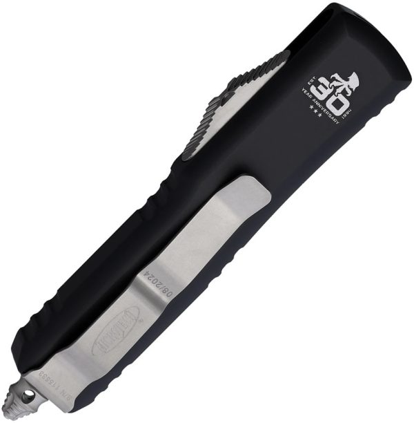 Microtech Automatic UTX-85 OTF Knife 30th Anniversary Black Aluminum Drop Pt Blade 2311030 Online now - Image 3
