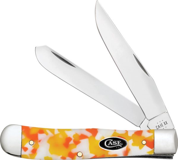 Case Cutlery Trapper Candy Corn Kirinite Folding Stainless Pocket Knife 53750 For Cheap