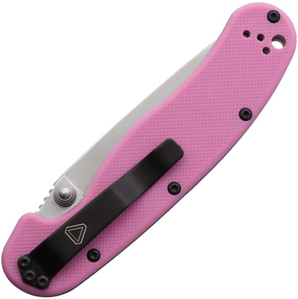 Ontario RAT II Linerlock Pink Folding Satin AUS-8 Stainless Pocket Knife 8862 Sale - Image 2