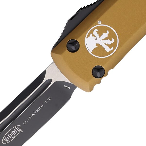 Microtech Automatic Ultratech OTF Knife Tan Aluminum Two-Tone Tanto Blade 1231TA Supply - Image 2