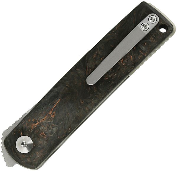 Reate Knives Bushido Linerlock Dark Matter Copper Carbon Fiber Folding Bohler M390 Knife 158 Discount - Image 2